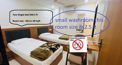 Mahashivaya Guest House Room Type - 102 - 2 Double bed AC room (small Room/ bathroom is terribly small) no lift