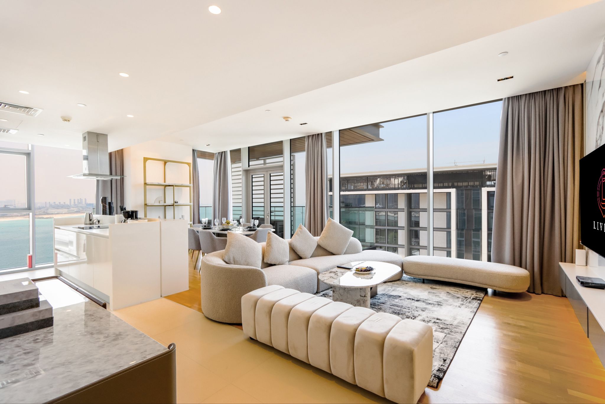 ELIVAAS Curated Bluewaters 3BR Maids, with Sea View - Tap to explore photos