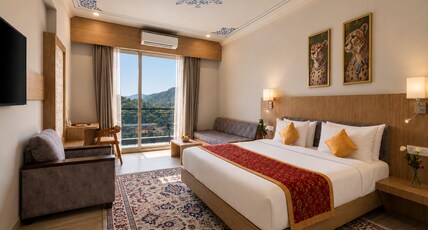 Via Lakhela Lakeview Resort & Spa, Kumbhalgarh Room Type - Premium Room with Standing Balcony. Via Lakhela Lakeview Resort & Spa, Kumbhalgarh Room Type - Premium Room with Standing Balcony.