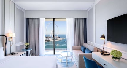 Sofitel Dubai Jumeirah Beach Room Type - JUNIOR SUITE, Club Millsime Access, 1 King Bed, partial seaview, balconies Sofitel Dubai Jumeirah Beach Room Type - JUNIOR SUITE, Club Millsime Access, 1 King Bed, partial seaview, balconies