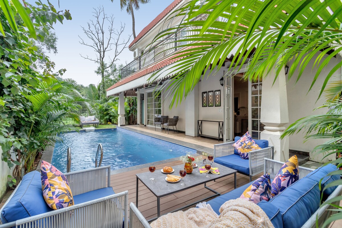 tisyastays | Villa Firefly 4BHK Lux with Private Pool, Close to beach - Tap to explore photos