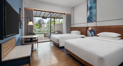 Four Points By Sheraton Bintan, Lagoi Bay Room Type - Cabana Pool Twin, Guest room, 2 Twin, Pool view, Terrace Four Points By Sheraton Bintan, Lagoi Bay Room Type - Cabana Pool Twin, Guest room, 2 Twin, Pool view, Terrace