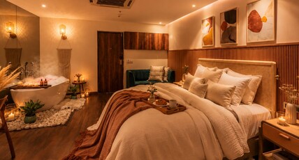 House of Ridhima: Luxury Apartments at Satya Elements Room Type - The Bathtub Suite 1RK Satya Elements