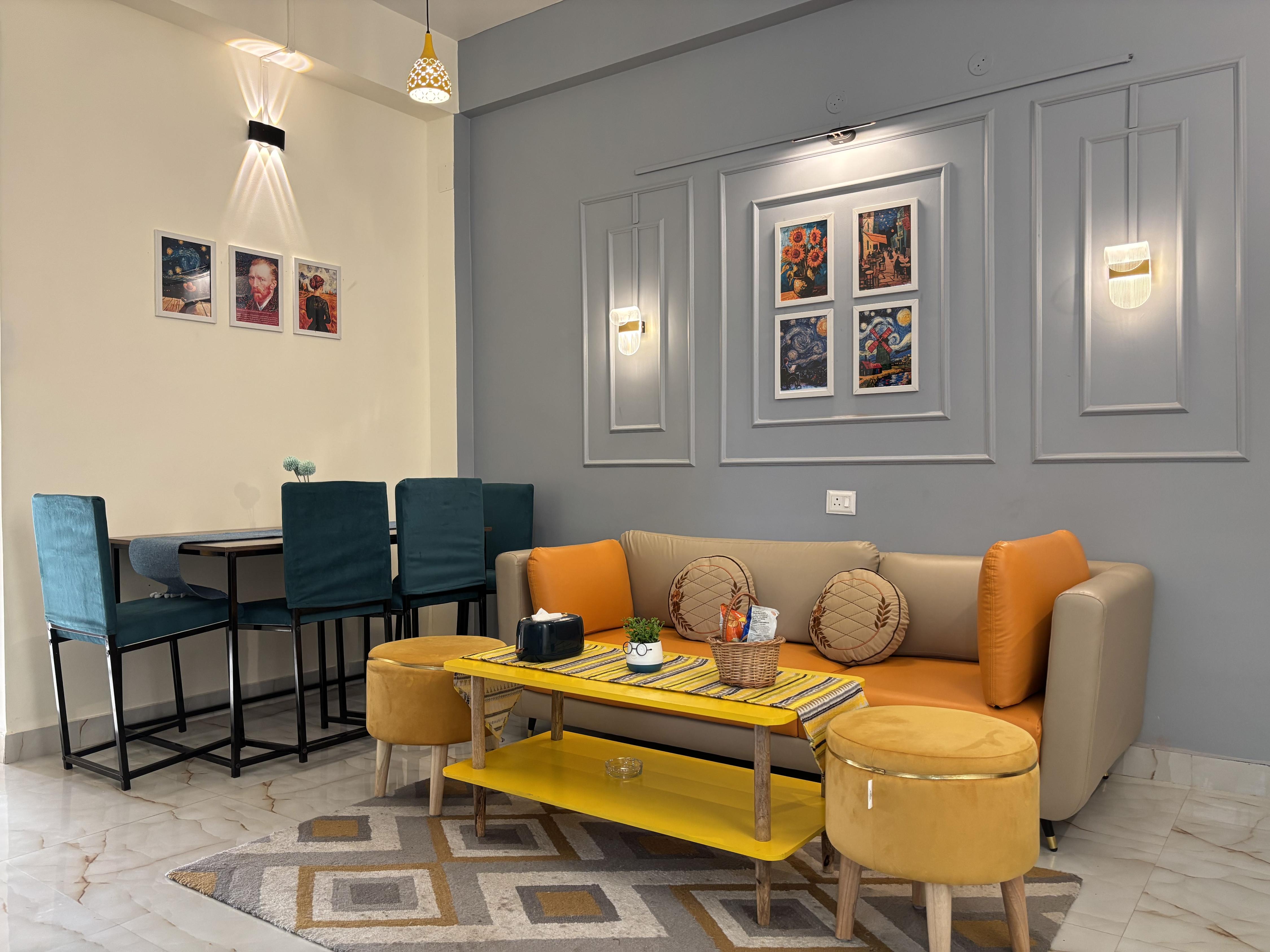 Beau Monde Symphony Artistic 3BHK with WiFi and Kitchen - Tap to explore photos