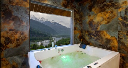 Jannat Resort and Spa (A Centrally Heated River and Himalayas View Resort) Room Type - Honeymoon Jacuzzi Room with Amazing River Mountain and Himalayas View Balcony