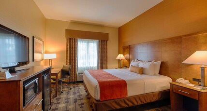Best Western Plus Delta Inn & Suites Room Type - 1 King Bed, Non-Smoking, Pets In Room Ok, First Floor, Pillow Top Mattress, Sofabed, Full Breakfast Best Western Plus Delta Inn & Suites Room Type - 1 King Bed, Non-Smoking, Pets In Room Ok, First Floor, Pillow Top Mattress, Sofabed, Full Breakfast