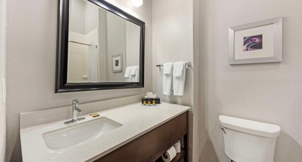 Best Western Plus Buda Austin Inn & Suites Room Type - 1 King Bed, Non-Smoking, Kitchenette, Table Chairs, Lounge Chair, Wi-Fi, Shower Only, Full Breakfast Best Western Plus Buda Austin Inn & Suites Room Type - 1 King Bed, Non-Smoking, Kitchenette, Table Chairs, Lounge Chair, Wi-Fi, Shower Only, Full Breakfast