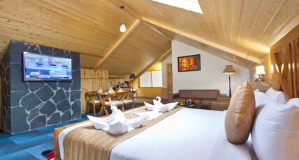 The WhiteStone Resort,Manali  (Centrally Heated Mountain view) Room Type - Maharaja Suite with Jacuzzi and Open Sit Out