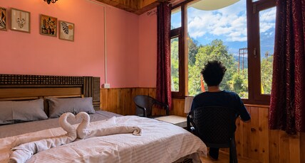River Edge Home Stay, Sainj Room Type - deluxe room with mountain view 