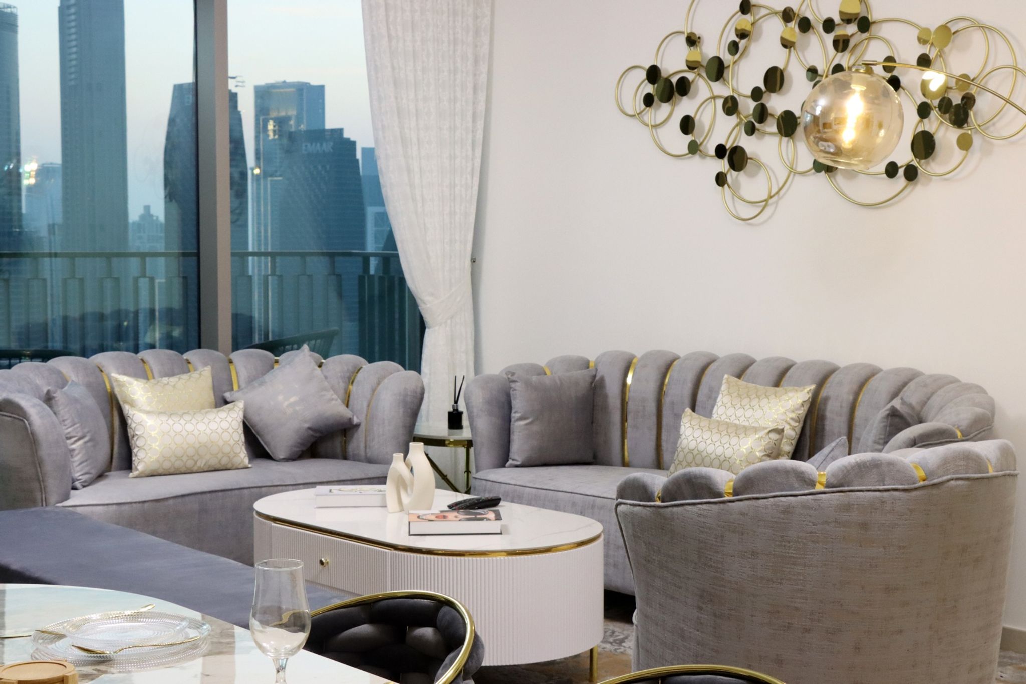 ELIVAAS Curated Luxury 3B and maids Burj View, Steps to Dubai - Tap to explore photos
