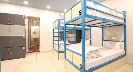 Blue Beds Hostel | Rooms & Dorms Room Type - Mixed Dorm | 1 Bed in 10-Bunk Bed AC Dorm | Shared Attached 2 Bathrooms