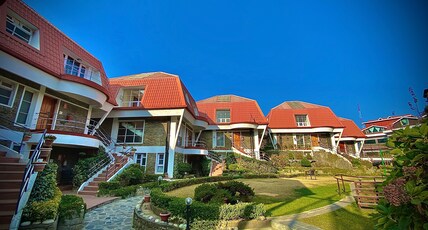 Marigold Sarovar Portico, Shimla: Heated Pool & Cottages (AC Resort & Spa, Play Area) Room Type - 2 Bedroom Garden Facing Swiss Duplex Cottage with Living Room