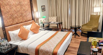 The Fern Jaipur, Series by Marriott Room Type - Winter Green, Guest room, 1 Queen, Limited view