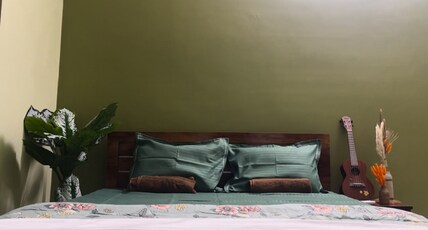 your warm boho corner in the city Room Type - Green