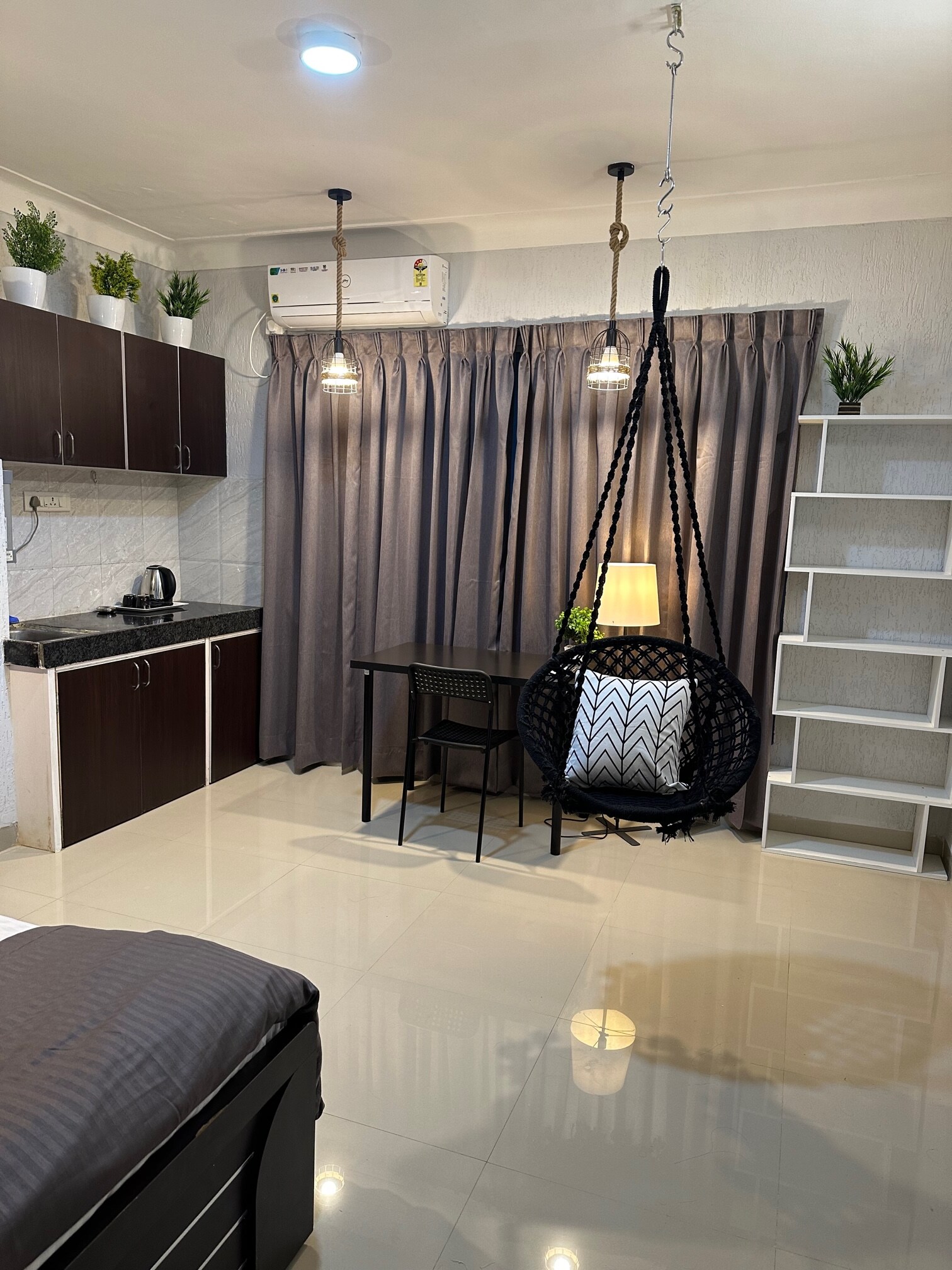 The Swing Private Studio Room in Koregaon Park Ac WiFi Smart Tv Kitchenette - Tap to explore photos