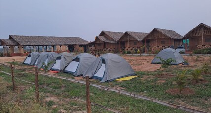 AMMASLE STAYS HAMPI AT RASTA CAFE. Room Type - Premium Camp Tents with Mountain view