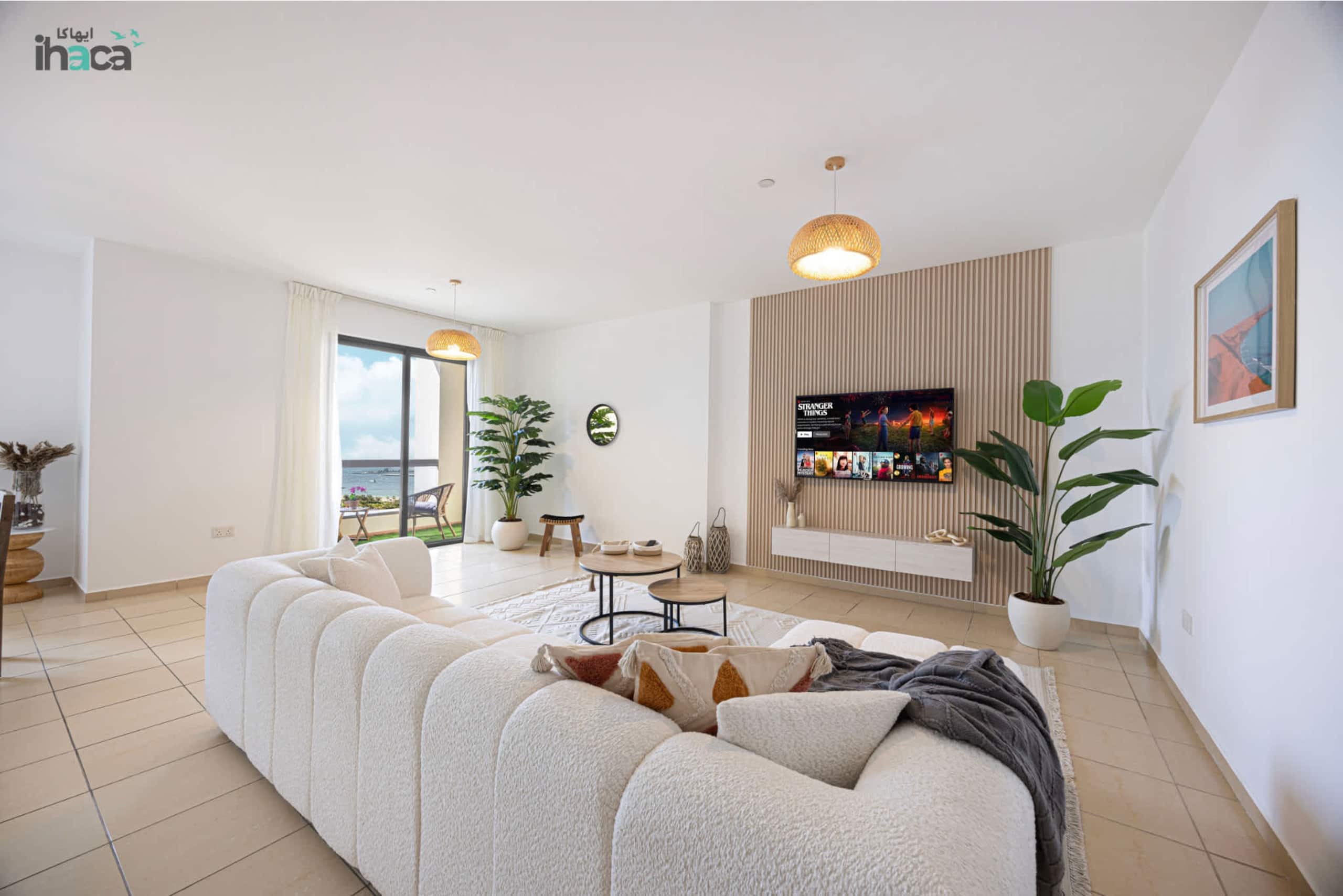 Luxury Boho 1BR with Full Sea Ain Dubai View - Tap to explore photos