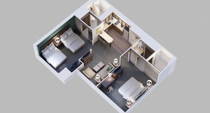Staybridge Suites INDIANAPOLIS-CARMEL, an IHG hotel Room Type - 2 King 2 Bdrm Ste Comm Mobil Access Tub