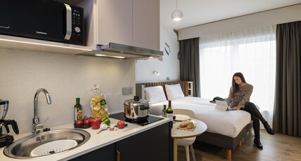 Aparthotel Adagio Access Brussels Delta Room Type - Elegant studio for 2 guests including 1 double bed or 2 single beds Aparthotel Adagio Access Brussels Delta Room Type - Elegant studio for 2 guests including 1 double bed or 2 single beds